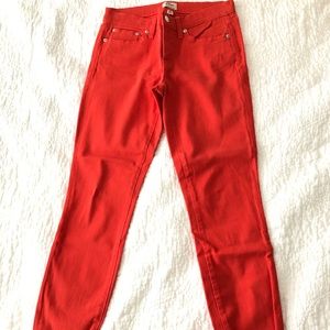 J.crew Toothpick Bright Red Skinny Jeans